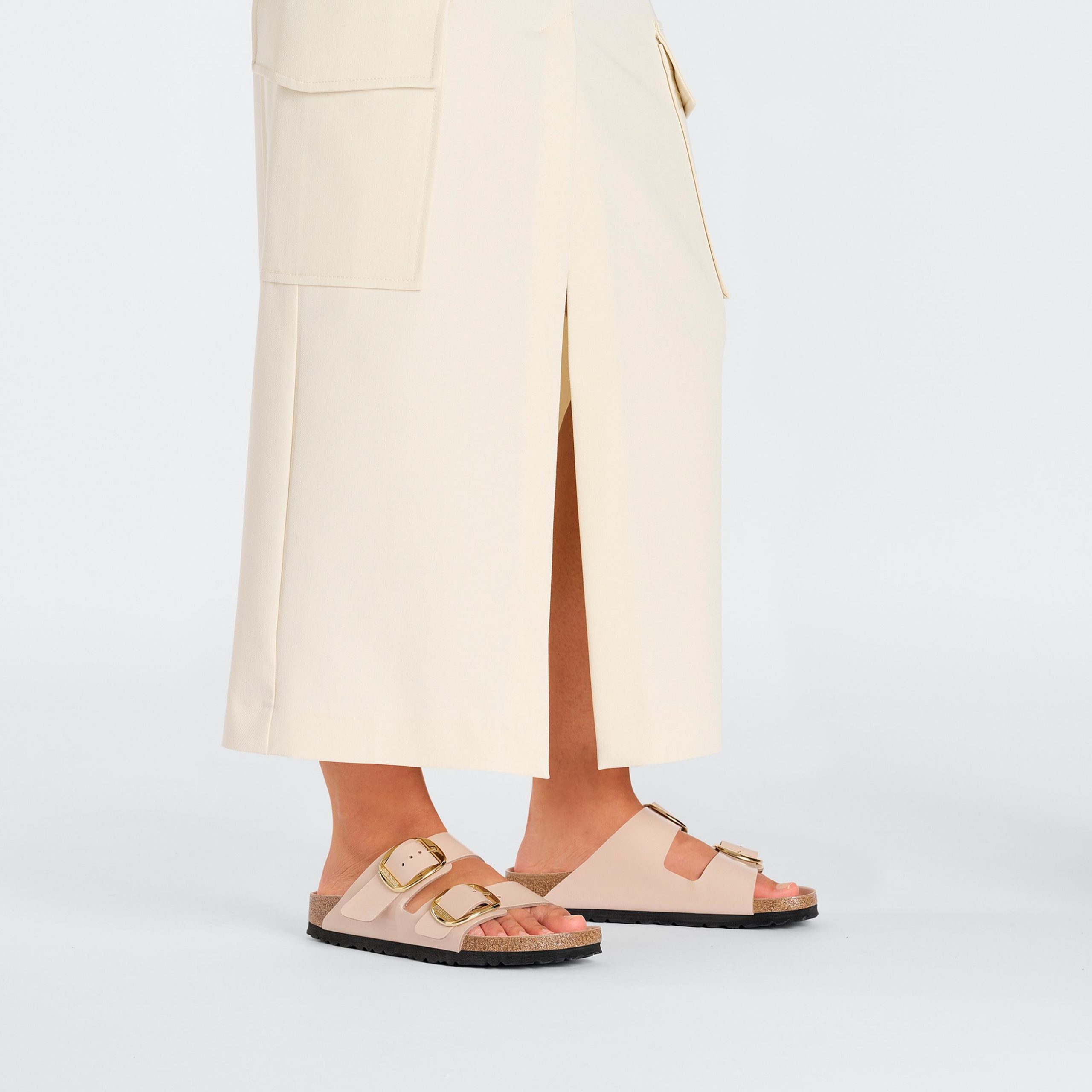 Arizona Big Buckle High Shine New Beige Natural Leather Patent - Image 5