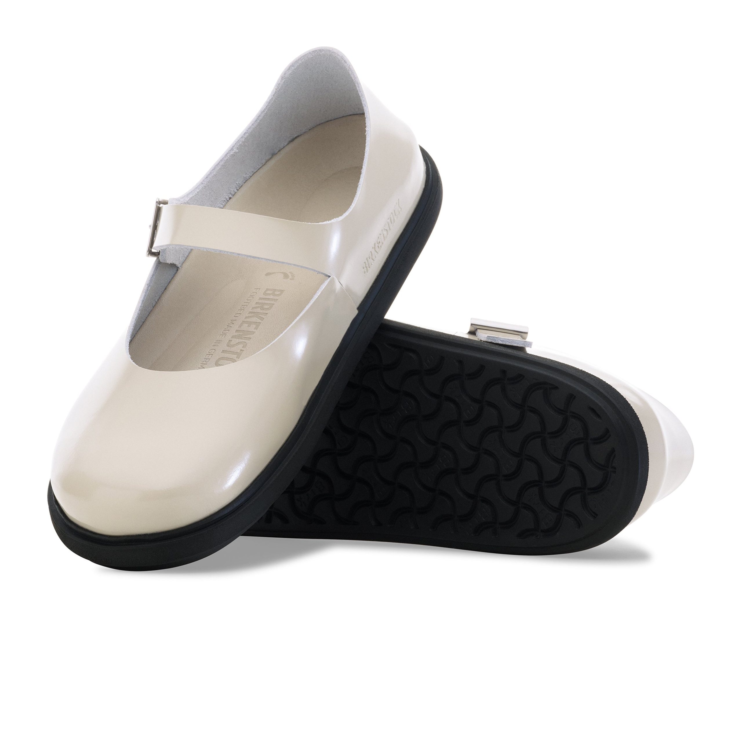 Mantova Droplet Buckle High Shine Oyster Natural Leather Patent - Image 4