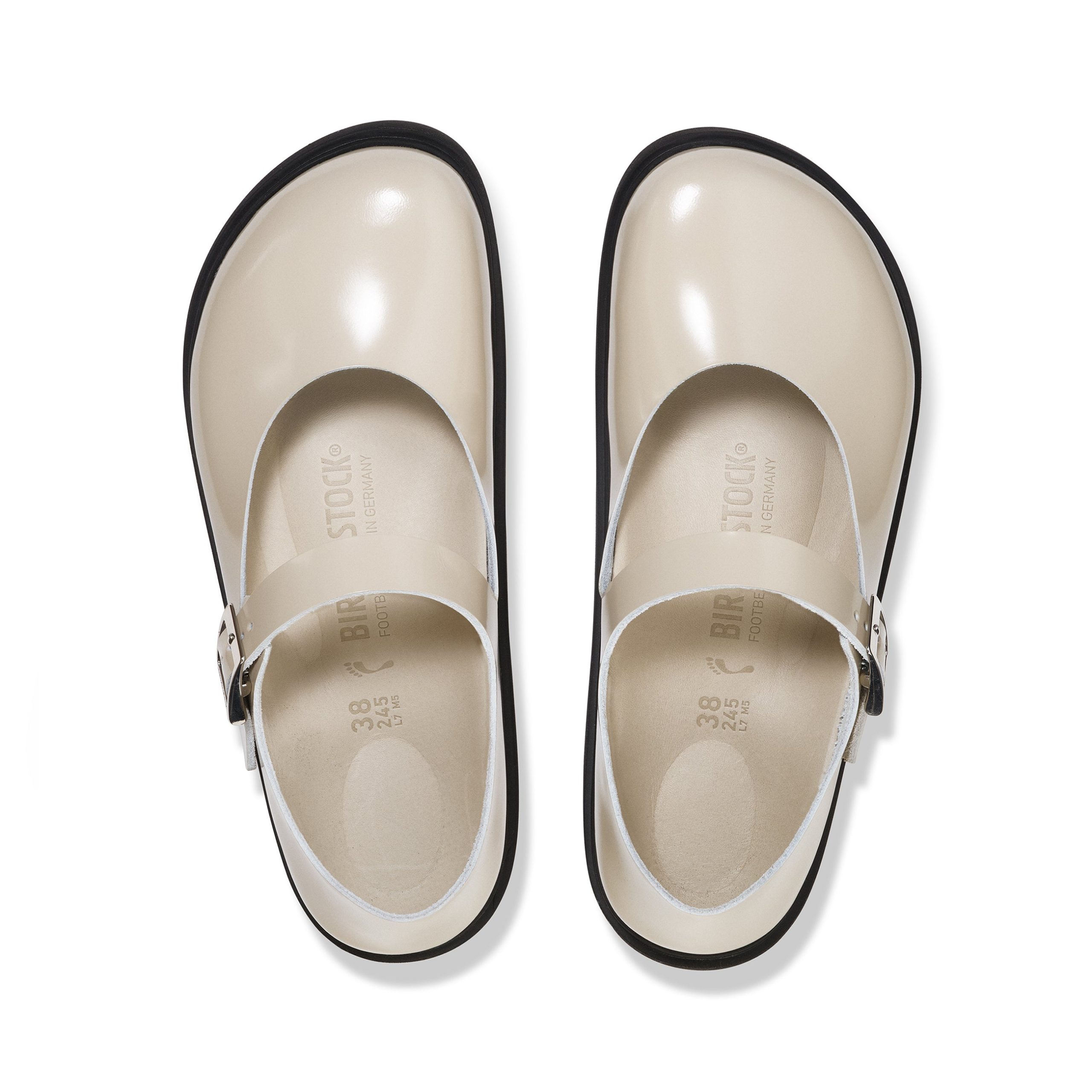 Mantova Droplet Buckle High Shine Oyster Natural Leather Patent - Image 3
