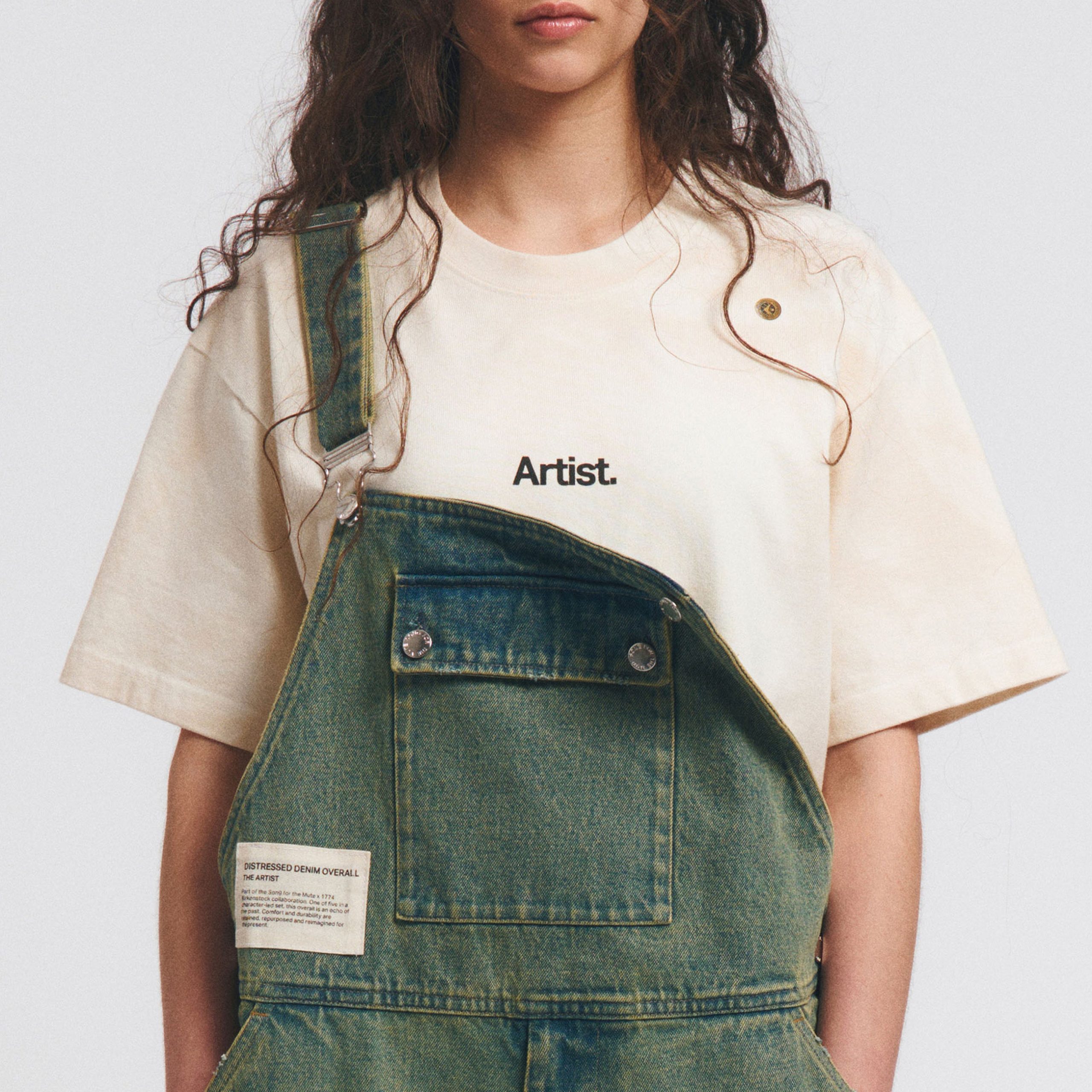 The Artist Aged T-Shirt White Dirt Wash Cotton - Image 3